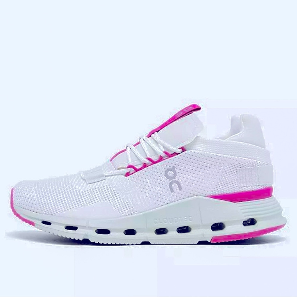 On Cloud Cloudnova White Pink Running Shoes